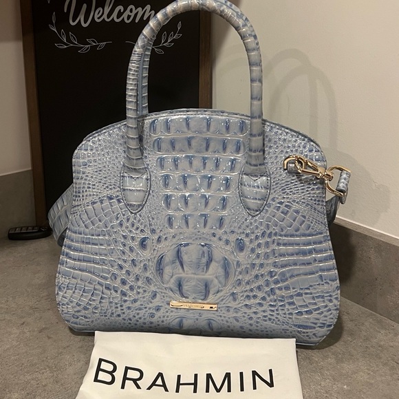 Brahmin Melbourne Collection: Rosetta Satchel in Heavenly Blue!! Excellent!!! - Picture 2 of 11